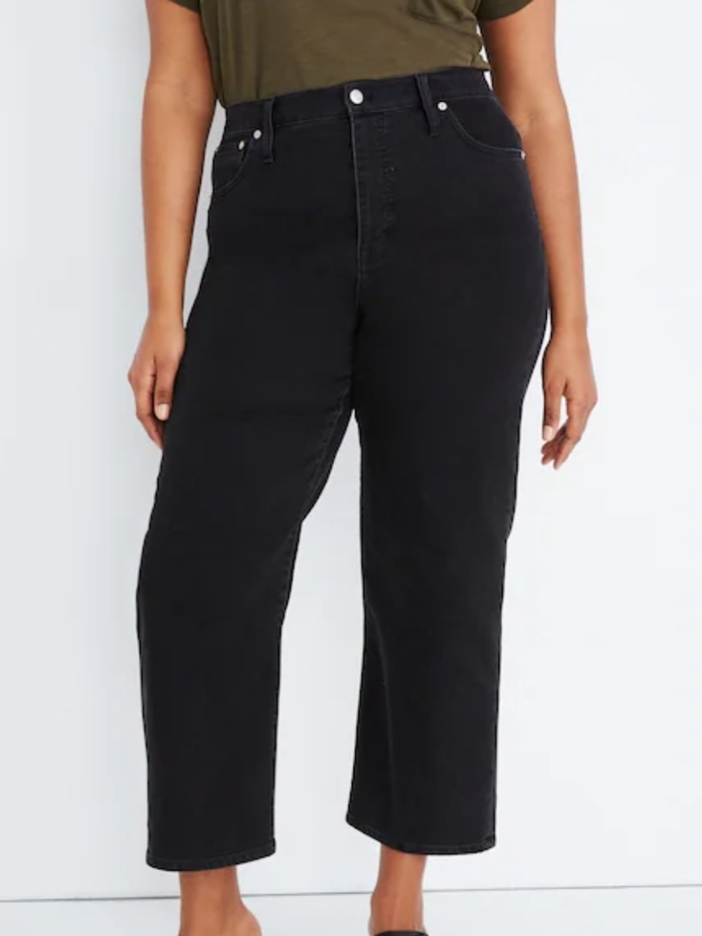 Madewell Black Cropped High-Rise Straight Jeans
